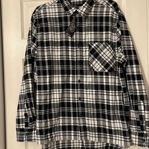 Original Use Black and White Plaid button down NWT Mens L/Large